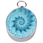 Silky Blue Spiral Fractal Silver Compass