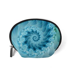 Silky Blue Spiral Fractal Accessory Pouch (Small) from ArtsNow.com Back