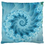 Silky Blue Spiral Fractal Large Flano Cushion Case (One Side)