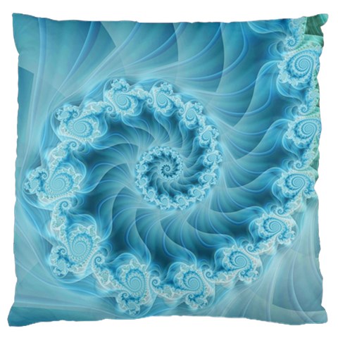 Silky Blue Spiral Fractal Large Flano Cushion Case (Two Sides) from ArtsNow.com Front