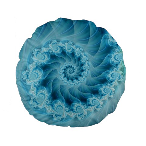 Silky Blue Spiral Fractal Standard 15  Premium Flano Round Cushion  from ArtsNow.com Front