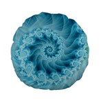 Silky Blue Spiral Fractal Standard 15  Premium Flano Round Cushion 