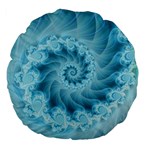 Silky Blue Spiral Fractal Large 18  Premium Flano Round Cushion 