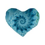 Silky Blue Spiral Fractal Standard 16  Premium Flano Heart Shape Cushion 