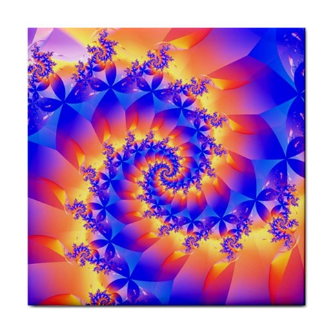 Colorful Psychedelic Spiral Fractal Tile Coaster from ArtsNow.com Front