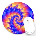 Colorful Psychedelic Spiral Fractal Round Mousepad