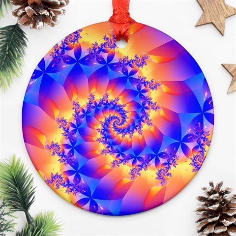 Colorful Psychedelic Spiral Fractal Ornament (Round) from ArtsNow.com Front