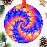 Colorful Psychedelic Spiral Fractal Ornament (Round)