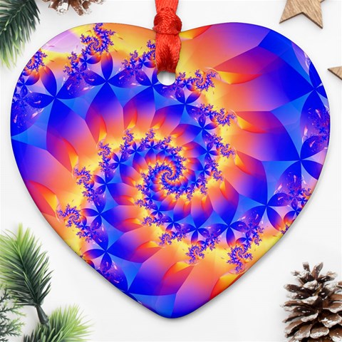 Colorful Psychedelic Spiral Fractal Ornament (Heart) from ArtsNow.com Front