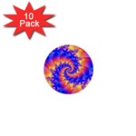 Colorful Psychedelic Spiral Fractal 1  Mini Button (10 pack) 