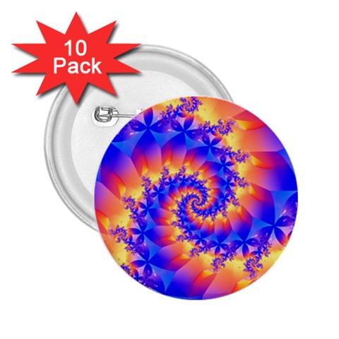 Colorful Psychedelic Spiral Fractal 2.25  Button (10 pack) from ArtsNow.com Front