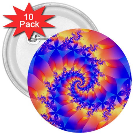 Colorful Psychedelic Spiral Fractal 3  Button (10 pack) from ArtsNow.com Front