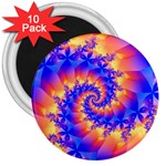 Colorful Psychedelic Spiral Fractal 3  Magnet (10 pack)