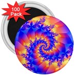 Colorful Psychedelic Spiral Fractal 3  Magnet (100 pack)