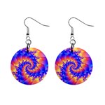 Colorful Psychedelic Spiral Fractal 1  Button Earrings