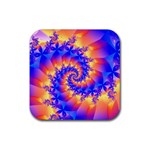 Colorful Psychedelic Spiral Fractal Rubber Coaster (Square)