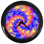 Colorful Psychedelic Spiral Fractal Wall Clock (Black)