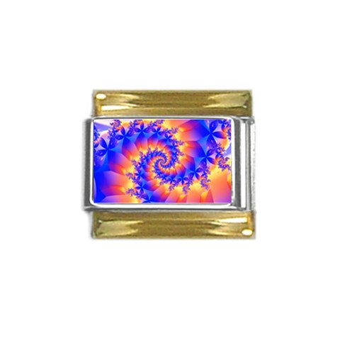 Colorful Psychedelic Spiral Fractal Gold Trim Italian Charm (9mm) from ArtsNow.com Front