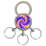 Colorful Psychedelic Spiral Fractal 3-Ring Key Chain