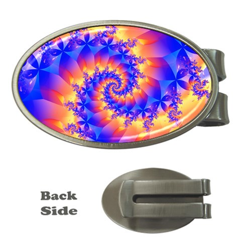 Colorful Psychedelic Spiral Fractal Money Clip (Oval) from ArtsNow.com Front