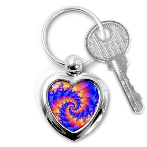 Colorful Psychedelic Spiral Fractal Key Chain (Heart) from ArtsNow.com Front