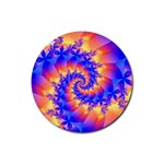 Colorful Psychedelic Spiral Fractal Rubber Coaster (Round)