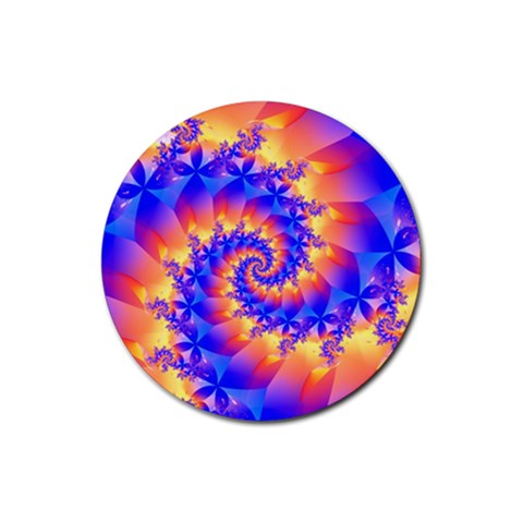 Colorful Psychedelic Spiral Fractal Rubber Round Coaster (4 pack) from ArtsNow.com Front