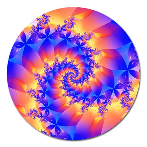 Colorful Psychedelic Spiral Fractal Magnet 5  (Round) from ArtsNow.com Front