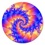 Colorful Psychedelic Spiral Fractal Magnet 5  (Round)