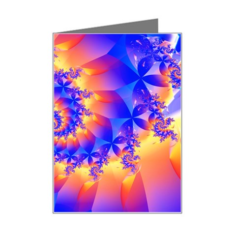 Colorful Psychedelic Spiral Fractal Mini Greeting Card from ArtsNow.com Left