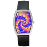 Colorful Psychedelic Spiral Fractal Barrel Style Metal Watch