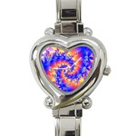 Colorful Psychedelic Spiral Fractal Heart Italian Charm Watch