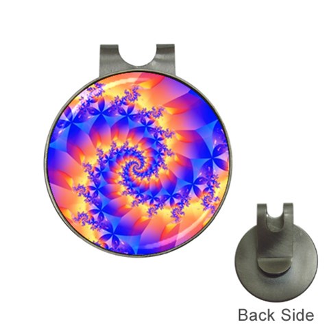 Colorful Psychedelic Spiral Fractal Golf Ball Marker Hat Clip from ArtsNow.com Front