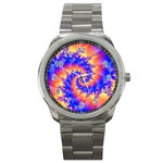 Colorful Psychedelic Spiral Fractal Sport Metal Watch