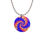 Colorful Psychedelic Spiral Fractal 1  Button Necklace