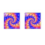 Colorful Psychedelic Spiral Fractal Cufflinks (Square)