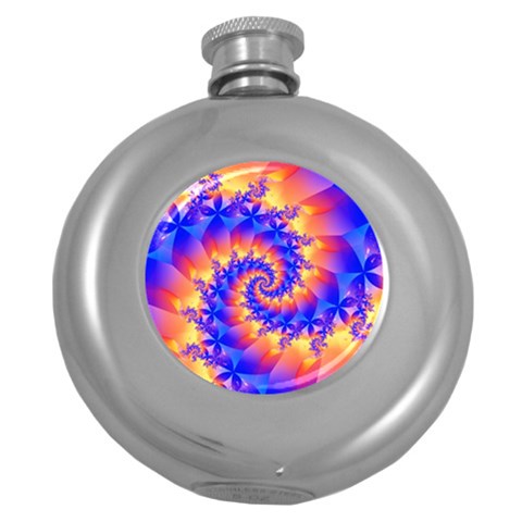 Colorful Psychedelic Spiral Fractal Hip Flask (5 oz) from ArtsNow.com Front