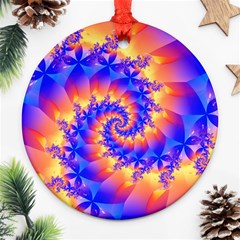 Colorful Psychedelic Spiral Fractal Round Ornament (Two Sides) from ArtsNow.com Front