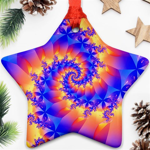 Colorful Psychedelic Spiral Fractal Star Ornament (Two Sides) from ArtsNow.com Front