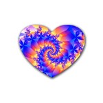 Colorful Psychedelic Spiral Fractal Rubber Coaster (Heart)