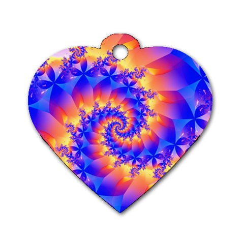 Colorful Psychedelic Spiral Fractal Dog Tag Heart (One Side) from ArtsNow.com Front