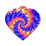 Colorful Psychedelic Spiral Fractal Dog Tag Heart (One Side)