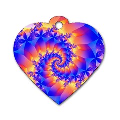 Colorful Psychedelic Spiral Fractal Dog Tag Heart (Two Sides) from ArtsNow.com Front