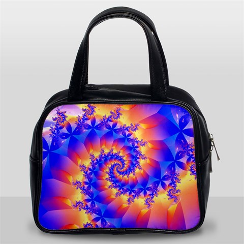 Colorful Psychedelic Spiral Fractal Classic Handbag (Two Sides) from ArtsNow.com Front