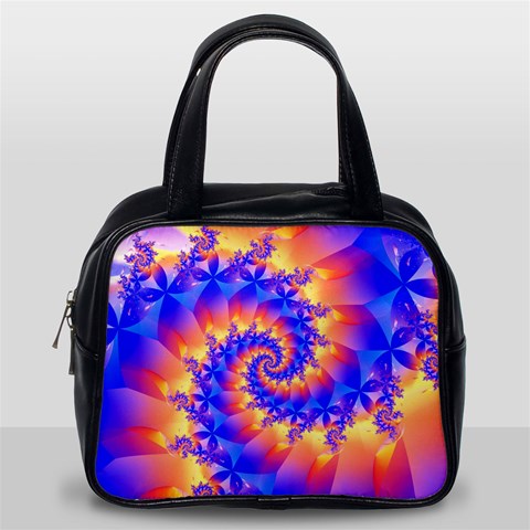 Colorful Psychedelic Spiral Fractal Classic Handbag (Two Sides) from ArtsNow.com Back