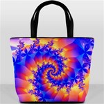 Colorful Psychedelic Spiral Fractal Bucket Bag