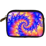 Colorful Psychedelic Spiral Fractal Digital Camera Leather Case