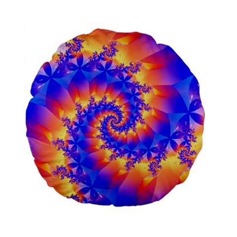 Colorful Psychedelic Spiral Fractal Standard 15  Premium Flano Round Cushion  from ArtsNow.com Front