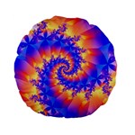 Colorful Psychedelic Spiral Fractal Standard 15  Premium Flano Round Cushion 