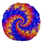 Colorful Psychedelic Spiral Fractal Large 18  Premium Flano Round Cushion 